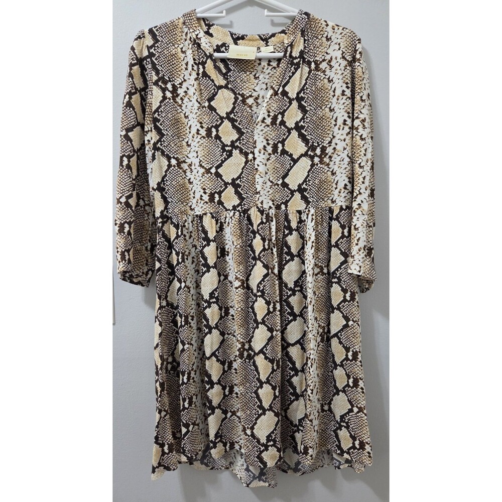 Maeve Anthropologie Snake Python Print Dress Small Boho 3/4 Sleeve Flowy